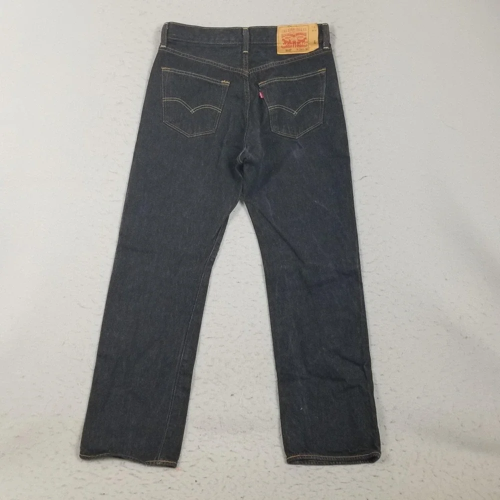 Levis 501 Button Fly Jeans Mens 34x30 Blue Dark Wash Straight 100% Cotton Denim